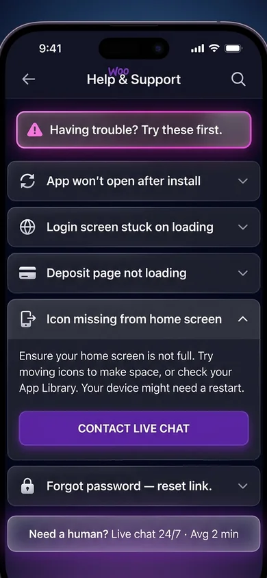 Woo app — common issues & fixes – Woo